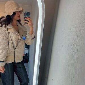 Gianni Bini Tan Teddy Jacket with Black Accents